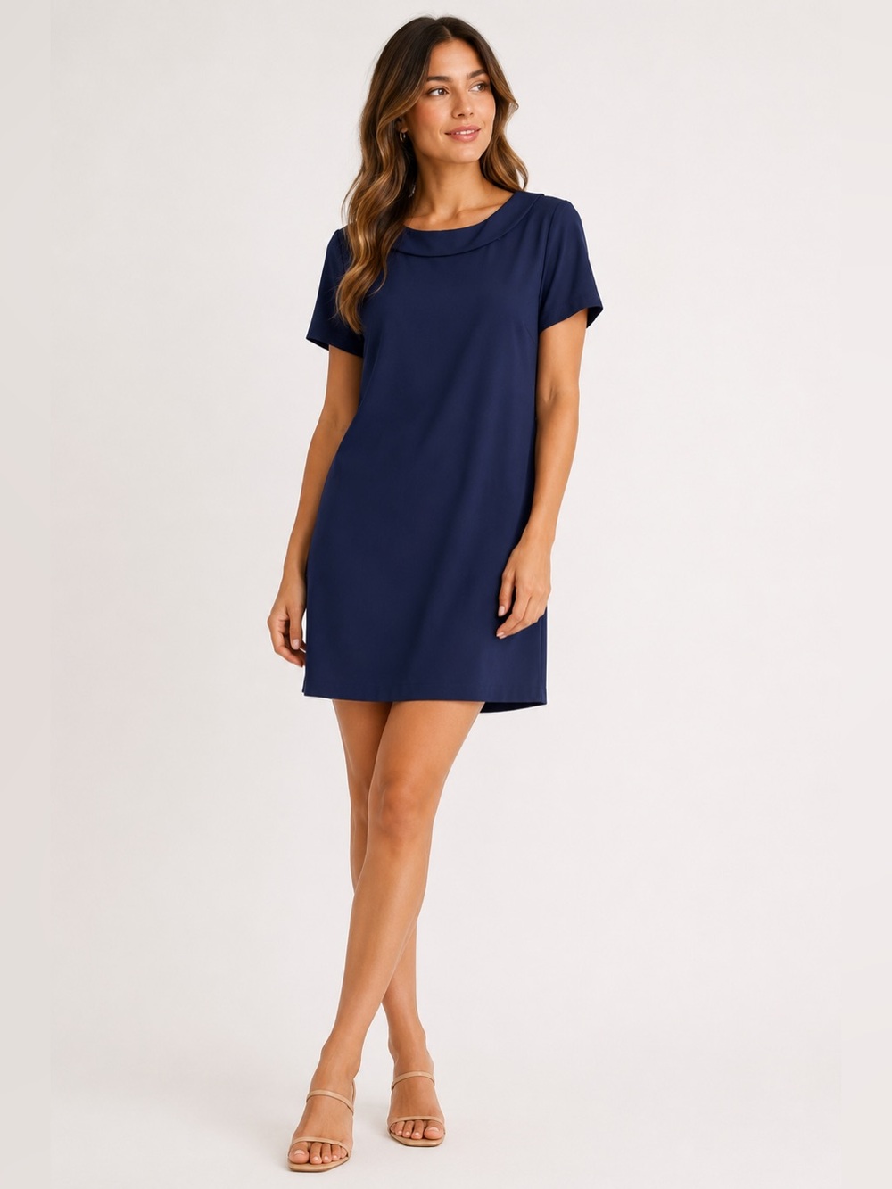 Boho Chic Navy Linen Dress Medium NWT Short Sleeve Tie Back